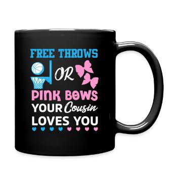 Cousin Love: Freiwürfe und rosa Schleifen - Tasse einfarbig - Schwarz - Rechts