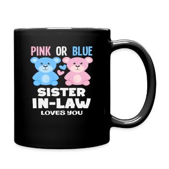 Pink Oder Blau Stiefschwester Liebt Dich - Tasse einfarbig - Schwarz - Rechts