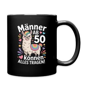  Männer Ab 50 Können Alles Tragen Lustiges Lama - Tasse einfarbig - Schwarz - Rechts