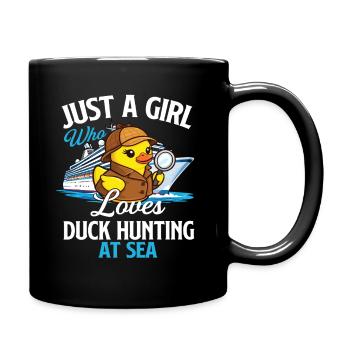 Girl Loves Duck Hunting At Sea Funny Duck - Full Colour Mug - black - Right