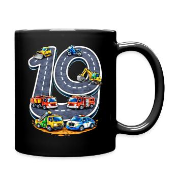 90Jahre Straßenbau Illustration - Tasse einfarbig - Schwarz - Rechts