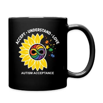 Autismus Akzeptanz Sonnenblume Symbol - Tasse einfarbig - Schwarz - Rechts
