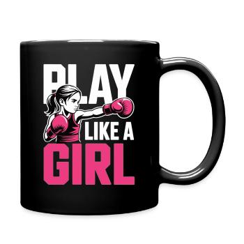 Boxing Girls Shirt – Play Like A Girl Martial Arts - Full Colour Mug - black - Right