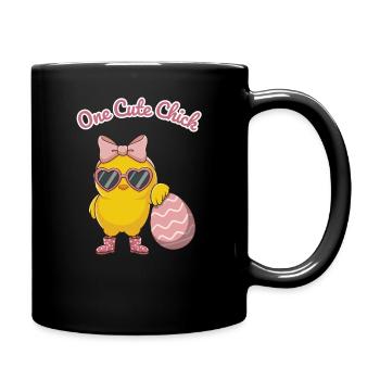 Süßes Küken mit Herzbrille - Tasse einfarbig - Schwarz - Rechts