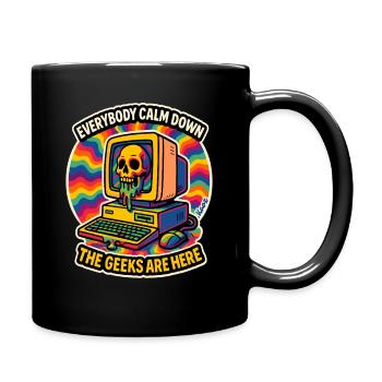 Geeks Are Here Retro Skull Computer - Full Colour Mug - black - Right
