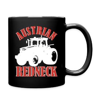 Austrian Redneck – Alpenstil mit Traktor und Bier  - Tasse einfarbig - Schwarz - Rechts