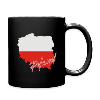 Polen-Flaggenkarte, ich liebe Polen - Tasse einfarbig - Schwarz - Rechts