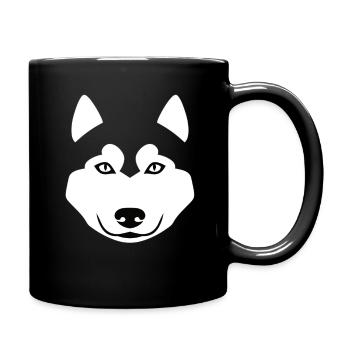Minimalist Wolf Head – Animal Silhouette - Full Colour Mug - black - Right
