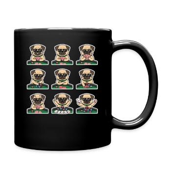 Lustiger Mops Poker Kartenspiel Hund - Tasse einfarbig - Schwarz - Rechts