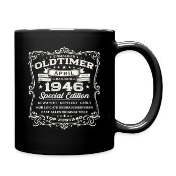 80. Geburtstag Geschenk Mann Oldtimer April1946 - Tasse einfarbig - Schwarz - Rechts