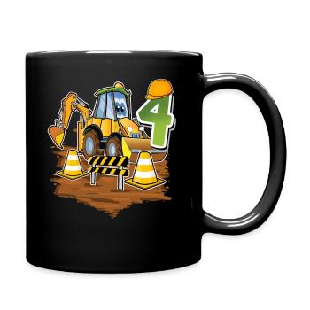 4 Excavators 4th Birthday - Full Colour Mug - black - Right