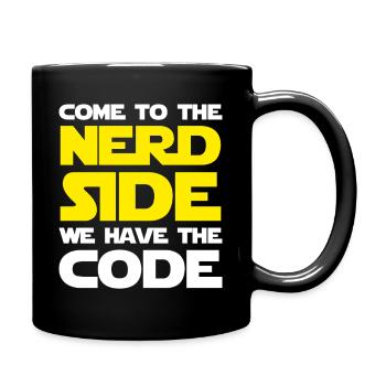 Nerd Side Retro Yellow Sci-Fi Typography Art - Tasse einfarbig - Schwarz - Rechts
