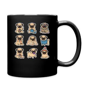 Suesser Mops Stricken Wolle Haekeln Hundeliebhaber - Tasse einfarbig - Schwarz - Rechts