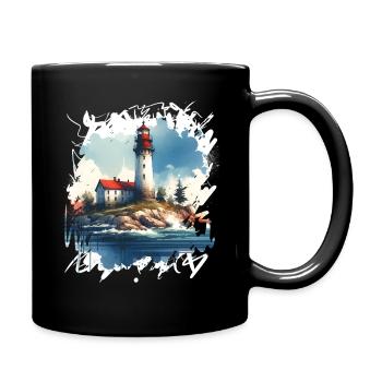 Leuchtturm - Tasse einfarbig - Schwarz - Rechts