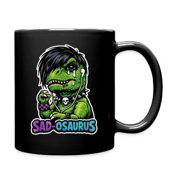 Emo-dinosaurier, Trauriger Dino, Emotionaler - Tasse einfarbig - Schwarz - Rechts
