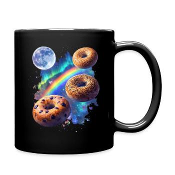 Kosmische Donuts über Regenbogenraum - Tasse einfarbig - Schwarz - Rechts