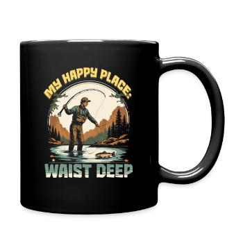 Fliegenfischen Fliegenangler - Tasse einfarbig - Schwarz - Rechts