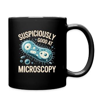 Suspiciously good at the microscope | Microbiology - Full Colour Mug - black - Right