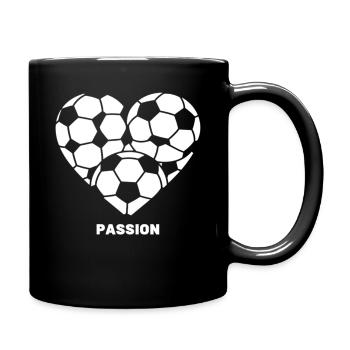 Fußball Herz Passion Soccer Fan - Tasse einfarbig - Schwarz - Rechts