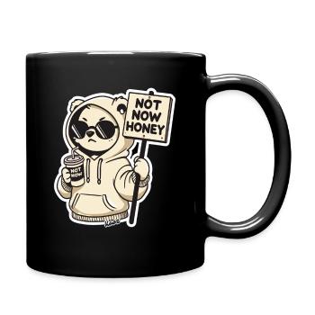 Panda Hoodie Not Now Honey - Full Colour Mug - black - Right