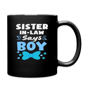 Stiefschwester Sagt Junge Gender Reveal Party - Tasse einfarbig - Schwarz - Rechts