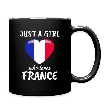 Just a Girl Loves France  - Full Colour Mug - black - Right