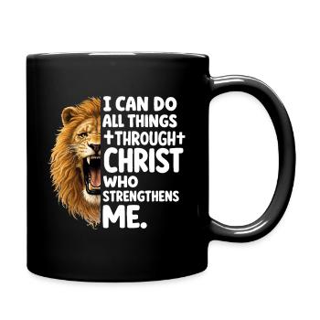 Löwe der Stärke durch Christus - Tasse einfarbig - Schwarz - Rechts
