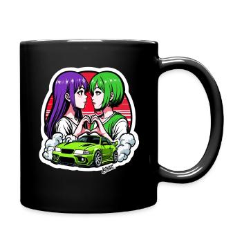 Neon Duo Heart Car Drift - Full Colour Mug - black - Right