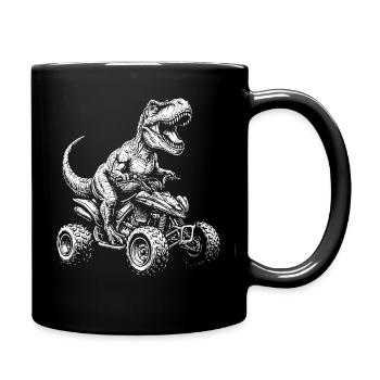 Quad Dinosaur ATV Quad Driver Kids Offroad - Full Colour Mug - black - Right