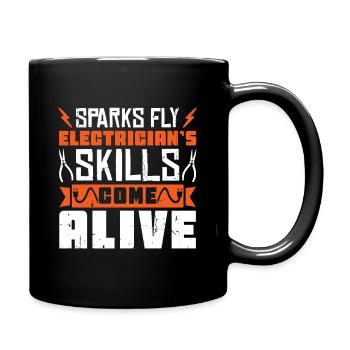 Elektriker Elektroniker Elektroinstallateur - Tasse einfarbig - Schwarz - Rechts