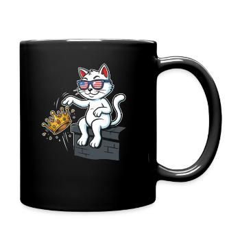 Königskatze mit USA-Sonnenbrille - Tasse einfarbig - Schwarz - Rechts