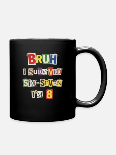 Bruh Überlebt 8 Meme-Collage - Tasse einfarbig - Schwarz