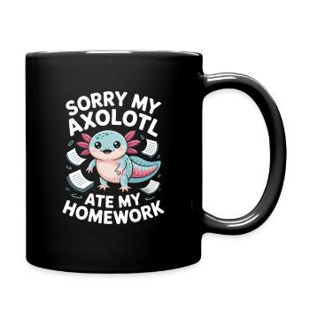 Axolotl Homework Excuse Design - Full Colour Mug - black - Right