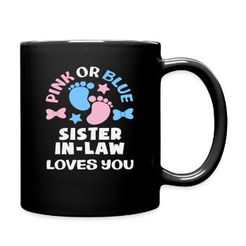 Pink Oder Blau Stiefschwester Gender Reveal - Tasse einfarbig - Schwarz - Rechts