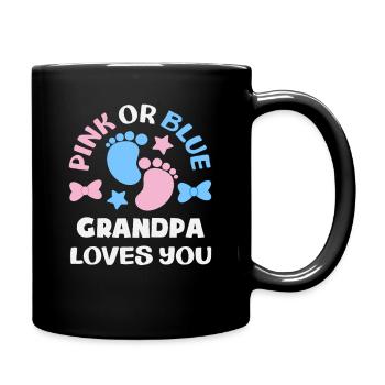 Pink Oder Blau Opa Liebt Dich Gender Reveal - Tasse einfarbig - Schwarz - Rechts