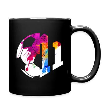 NO. 11 FOOTBALLER NUMBER 11 FOOTBALL 11TH BIRTHDAY - Full Colour Mug - black - Right