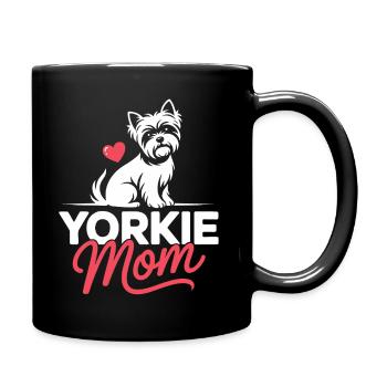 Yorkie Mom Heart Illustration - Full Colour Mug - black - Right