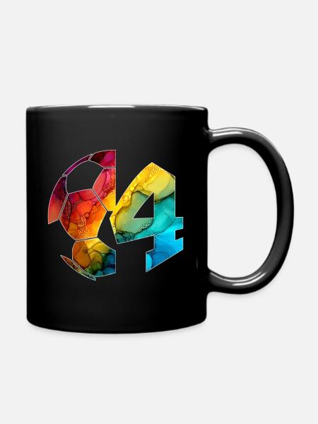 NR. 4 FUßBALLER NUMMER 4 FUßBALL 4. GEBURTSTAG - Tasse einfarbig - Schwarz