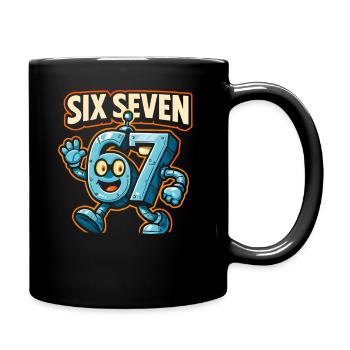 Six Seven 67 Italian Brainrot Robot Meme Humor - Full Colour Mug - black - Right