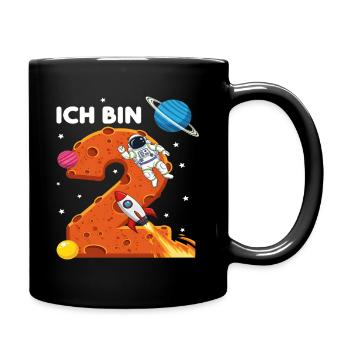 Ich bin 2 Astronaut Weltraum Geburtstag - Tasse einfarbig - Schwarz - Rechts