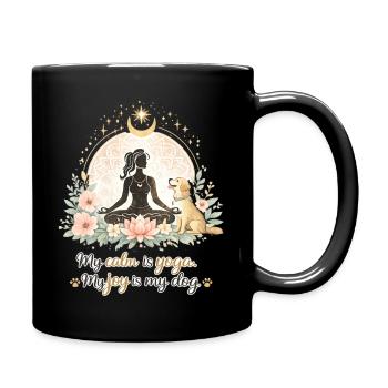 My peace is yoga, my joy is my dog - Full Colour Mug - black - Right