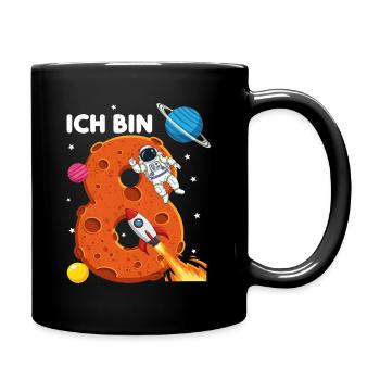 Ich bin 8 Astronaut Weltraum Geburtstag - Tasse einfarbig - Schwarz - Rechts