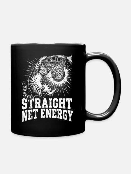 Chat, énergie du filet droit, basket, chat tigré, funn - Mug uni - noir