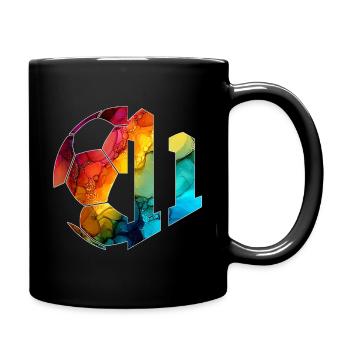 NO. 11 FOOTBALLER NUMBER 11 FOOTBALL 11TH BIRTHDAY - Full Colour Mug - black - Right
