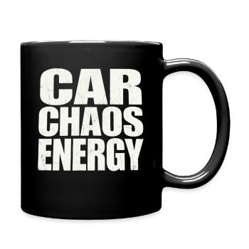 Car Chaos Energy Typografie - Tasse einfarbig - Schwarz - Rechts