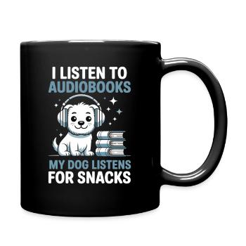 Dogs Audiobook Fans Reading Bookish Gift - Full Colour Mug - black - Right