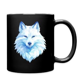 Polygon Wolf Eis Blau– Modern Art - Tasse einfarbig - Schwarz - Rechts