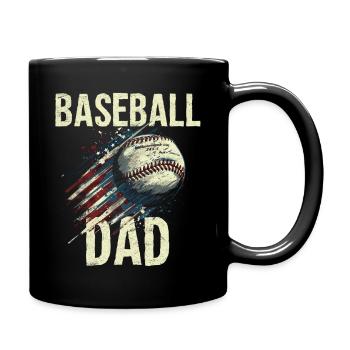 Baseball-Papa USA-Flagge, Vatertag - Tasse einfarbig - Schwarz - Rechts