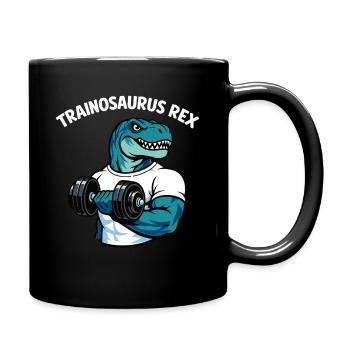Trainosaurus Rex Funny Gym Dinosaur Shirt - Tasse einfarbig - Schwarz - Rechts