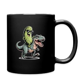 Saure Gurke reitet auf Dinosaurier - Tasse einfarbig - Schwarz - Rechts